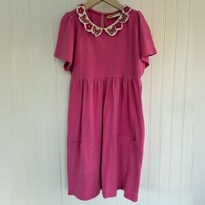 Mini Boden Pink Dress with Butterfly Collar